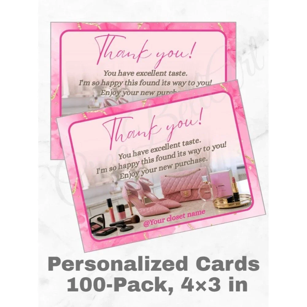 100 Personalized Makeup Thank You Cards Small Business, 4×3 in